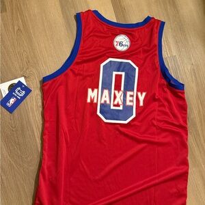 Red Basketball Jersey with Blue Trim